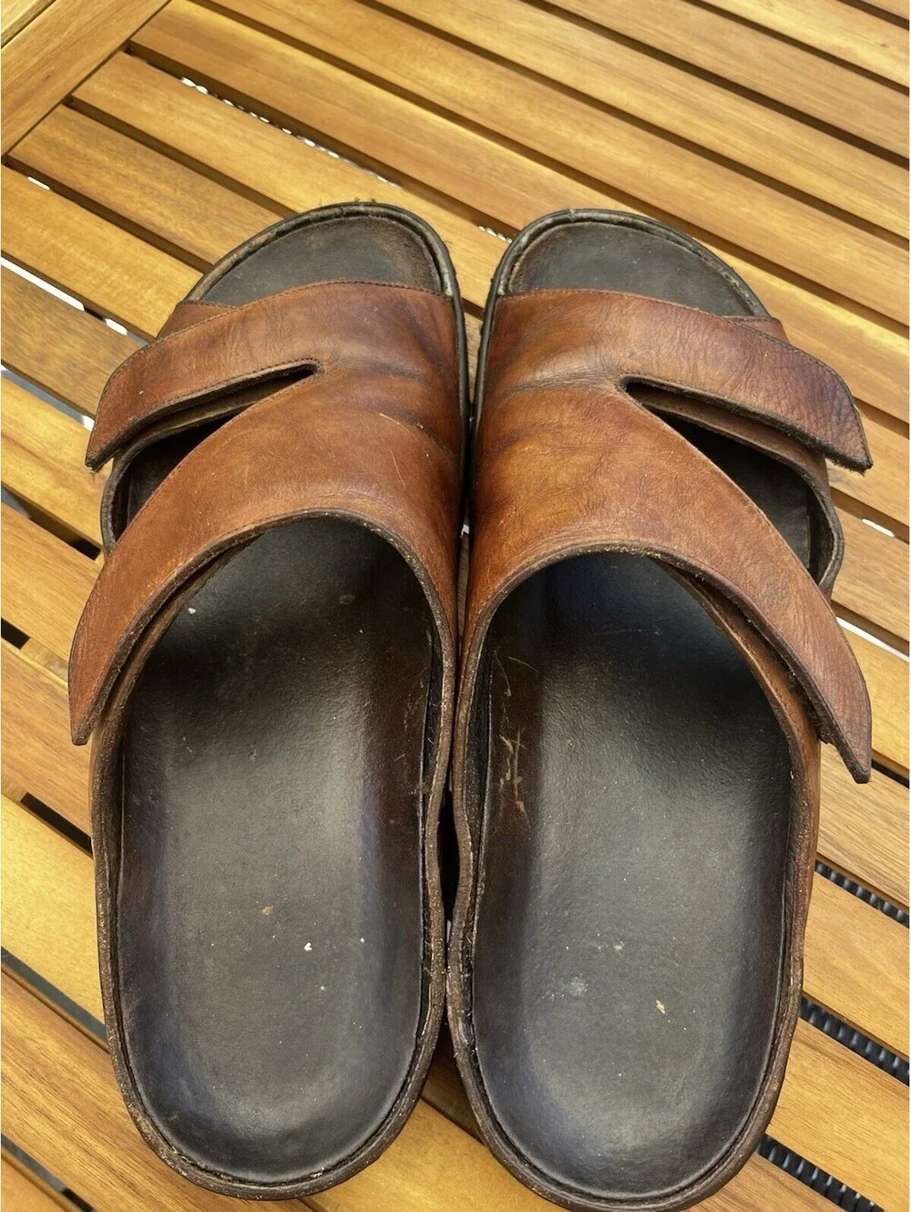 Mephisto Mobils James Sandals Mens EUR 46 US 13 Brown Leather Two Strap Summer